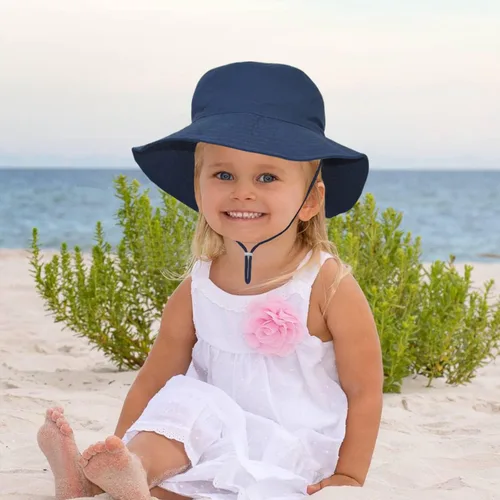 Miniatura 3 de Sombrero de sol para bebé de verano UPF 50+, sombrero de pescador de ala ancha, sombreros de playa para bebés niños y niñas de 0 a 6 años