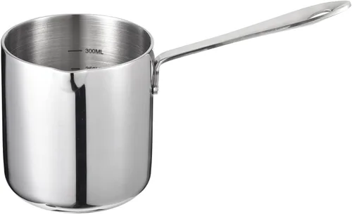 IMEEA Calentador de mantequilla de 10 oz / 10.1 fl oz de una sola porción de leche y salsa sartén de calefacción 18/10 de acero inoxidable de tres