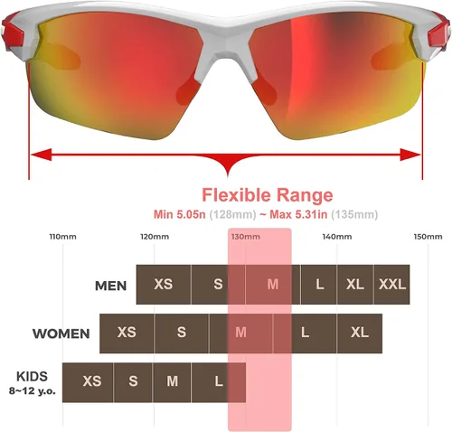 Miniatura 2 de Gafas de sol profesionales Ride Your Way, envolventes, sin marco, para ciclismo, para hombres y mujeres Q5c Blanco/Rojo