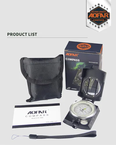 Miniatura 5 de AOFAR Military Compass,AF-4580 Lensatic Sighting, Waterproof and Shakeproof with Map Measurer Distance Calculator, Pouch for Camping, Hiking Negro