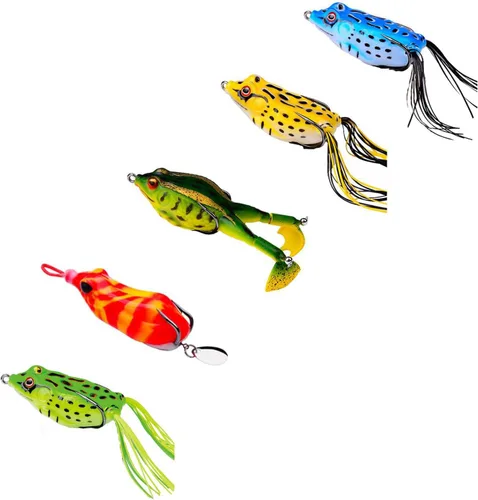 Señuelo de rana, señuelo de ratón, señuelo de araña, kit de señuelo de pesca de trucha, agua dulce y salada, rana realista, cebo suave para lubina