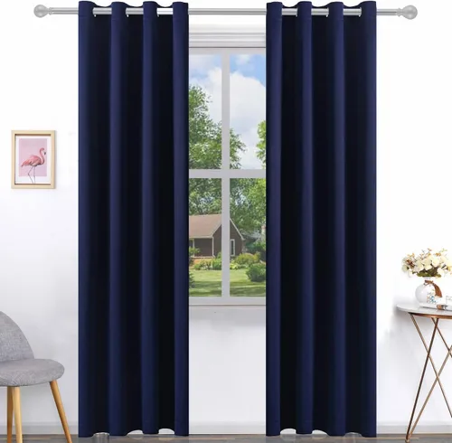 Miniatura 51 de Pickluc Cortinas Opacas Azul Marino para Sala de Estar, Cortinas Bloqueadoras de Luz con Ojales, Aislamiento Térmico, Reducción de Ruido, 52 Azul