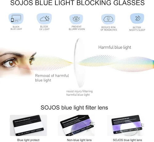 Miniatura 4 de SOJOS Blue Light Blocking Computer Glasses Round Eyewear Anti Blue Light Lens Preppy Chic SJ5024B