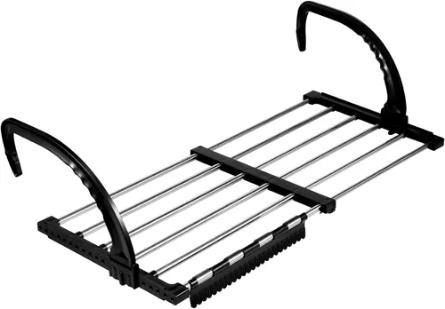 Miniatura 3 de Estante de secado de ropa portátil para balcón, barandillas plegables de 29 x 13 pulgadas, alféizar de ventana, radiador retráctil, toallero