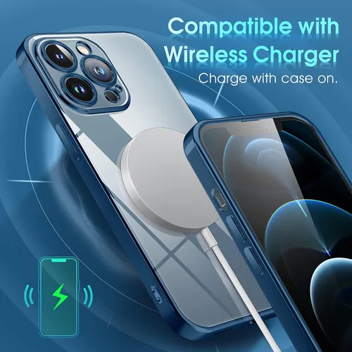 Miniatura 6 de Supdeal Funda transparente para iPhone 12 Pro, no amarillea, protección de cámara, probada en caídas de grado militar, transparente, a prueba de Azul