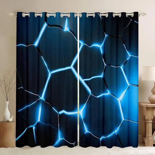 Miniatura 12 de Cortinas opacas con estampado de panal de abeja verde (30% -50%) con patrón hexagonal para ventana, cortina geométrica de colmena para dormitorio