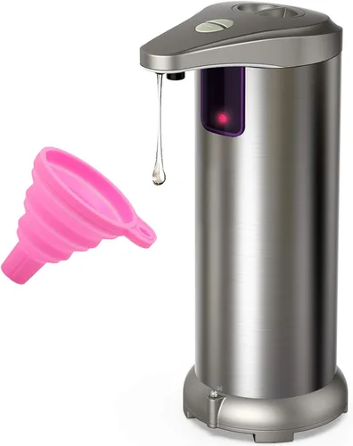 Dispensador de jabón automático infrarrojo, dispensador de jabón sin contacto de acero inoxidable dispensador automático con base impermeable para