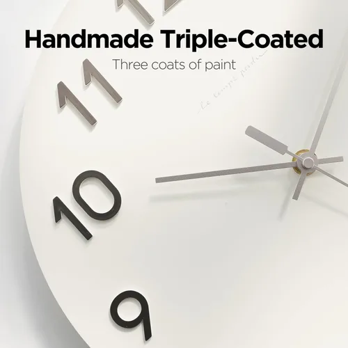 Miniatura 7 de mooas Reloj de Pared Moderno con Números 3D, 12" Reloj de Pared Analógico Decorativo con Movimiento de Barrido Silencioso Sin Tic-Tac Operado
