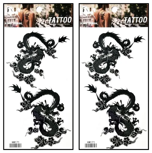 Miniatura 13 de Tatuajes 2 hojas de plumas negras de fantasía temporales tatuajes adhesivos falsos cuerpo brazo pecho hombro tatuajes para adolescentes, hombres