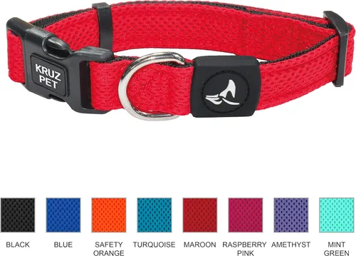 Miniatura 2 de KZA102-08XS - Collar de malla para perros pequeños, medianos y grandes, cuello ajustable, suave, ligero, transpirable, ajuste cómodo, naranja