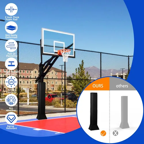 Miniatura 4 de Base acolchada de baloncesto de base cuadrada para baloncesto, almohadilla cuadrada de alta resistencia, para exteriores se adapta a 4 x 4 pulgadas