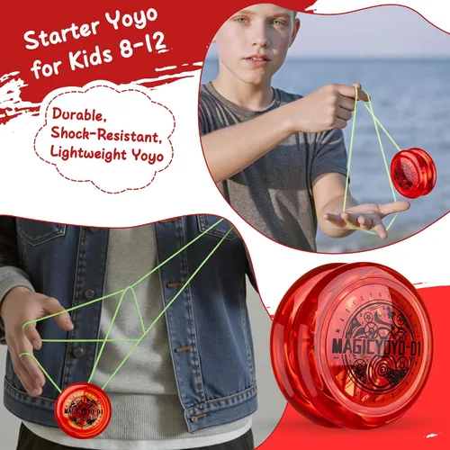 Miniatura 4 de Looping Yoyo D1 Responsive YoYo para niños principiantes, Yo Yo Yo de 2A Loop Yo-Yo Starter Yo-Yo Easy to Play Trucos de cuerda básicos (rojo)