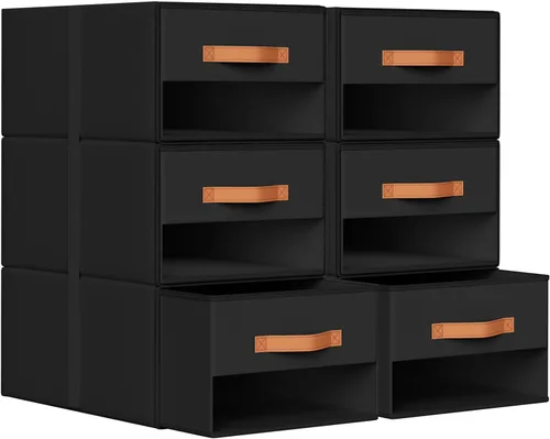 Miniatura 18 de DIMJ Organizadores de armario y almacenamiento – Contenedores de tela extraíbles con cajones para armario, organizadores de ropa plegables con Beige