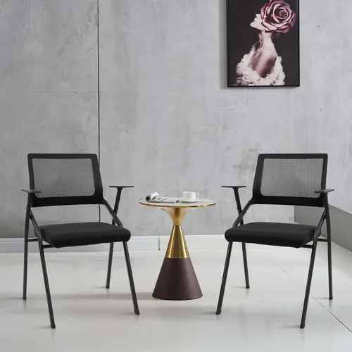 Miniatura 9 de CLATINA Sillas de oficina apilables y plegables con soporte lumbar ergonómico y cojín de asiento grueso, silla de recepción de tela de malla