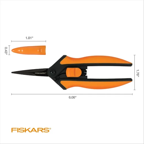 Miniatura 6 de Fiskars 399241-1002 Tijeras de podar con micro puntas, cuchillas antiadherentes, 2 unidades, naranja