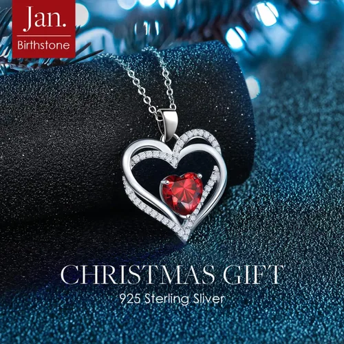 Miniatura 4 de CDE Collares de corazón para mujer, plata esterlina 925, dije de piedra natal, aniversario, cumpleaños, Navidad, día de San Valentín, joyería