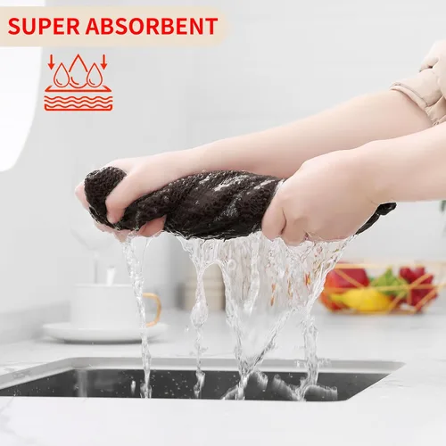 Miniatura 320 de Kitinjoy - Paños de cocina de 100 % algodón, tela de tejido gofrado, paño de limpieza ultrasuave, absorbente y de secado rápido. Beige