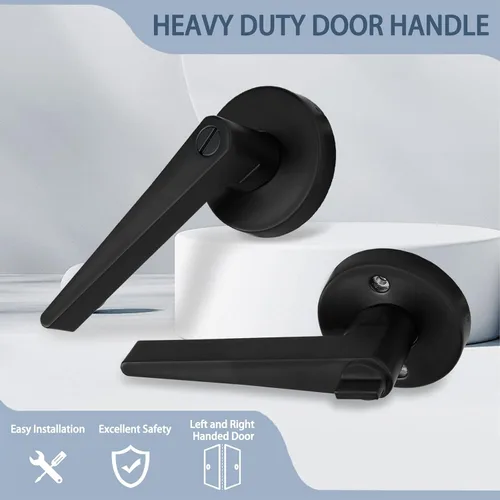 Miniatura 3 de MD8820-DB-BK-1P - Manija de puerta de privacidad sólida para dormitorio y baño, acabado negro mate