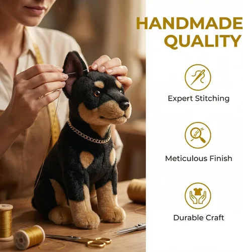 Miniatura 4 de Juguete realista de peluche de perro Doberman – Simulación de 12 pulgadas de pie Doberman noble mascota perro de peluche modelo de cachorro