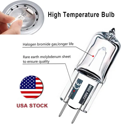 Miniatura 4 de JCD - 10 bombillas halógenas G8 de 20 W, 120 V, bombillas de xenón bi-pines, blanco cálido, regulable, para luces de disco debajo del gabinete