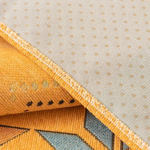 Miniatura 7 de Funda de sofá de chenilla para sofá modular, diseño geométrico bohemio y jacquard antideslizante, protector de muebles para niños, perros y Naranja