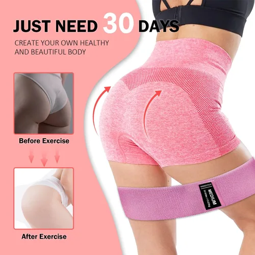 Miniatura 6 de KANGFITER Non-Slip Fabric Resistance Bands for Working Out, Loop Exercise Bands for Booty Leg, Butt, Glute, Stretch Workout Bands for Women & Men