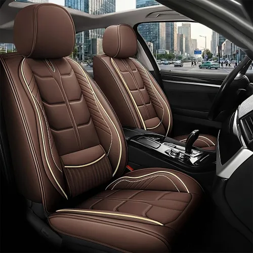 Miniatura 10 de URINOVET Funda de asiento de coche para Nissan Titan XD 2016-2023, funda de asiento delantero y trasero de 5 plazas, fundas de asiento de cuero