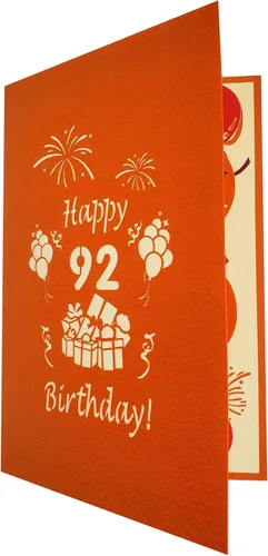 Miniatura 8 de iGifts And Cards Tarjeta desplegable 3D de cumpleaños 92, regalos coloridos y celebración de hitos de globos, saludo sincero para personas mayores