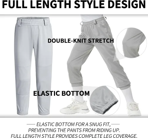 Miniatura 2 de QBK 2T3T4T5T - Pantalones de béisbol para niños pequeños, pantalones de sóftbol para niña, pantalones de béisbol para niños, pantalones de béisbol