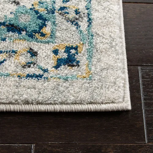Miniatura 4 de SAFAVIEH Evoke Collection - Alfombra de 8 x 10 pulgadas, grande, color marfil y azul, diseño bohemio, no desprende pelusa y es fácil de limpiar