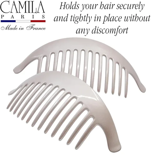 Miniatura 7 de Camila Paris CP3016 - Peines laterales franceses para el cabello, peines entrelazados con perlas beige, pinzas de sujeción fuerte para mujer, moño