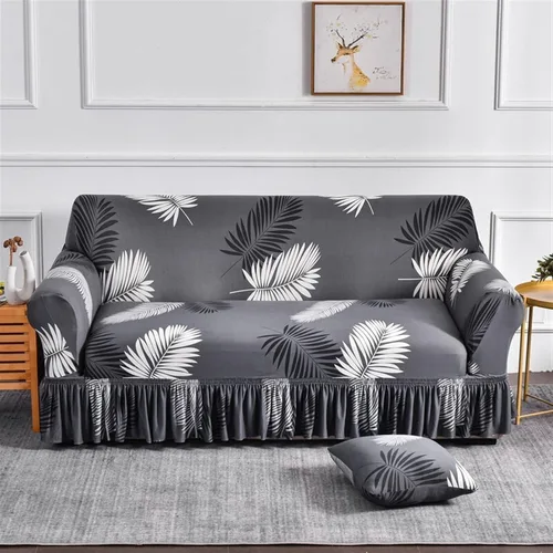 Miniatura 18 de MIPOPS Funda de sofá estampada elástica para sillón, fundas con patrón con falda lavable, protector de muebles de elastano para sala de estar