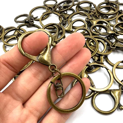 Miniatura 3 de 20 ganchos giratorios con cierre de langosta, clips de gatillo con anillo de llavero dividido plano y 8 clips giratorios de forma para hacer Latón