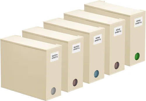 SpaceAid Paquete de 5 Organizadores y Almacenamiento de Sábanas de Cama, Organizador de Sábanas Plegable para Armario de Ropa Blanca, Carpeta