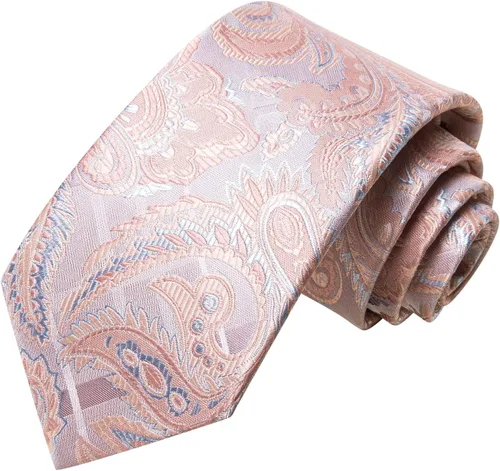 Miniatura 11 de Hi-Tie Corbatas de seda para hombre, diseño de cachemira a rayas, con bolsillo, gemelos cuadrados, conjunto formal de negocios