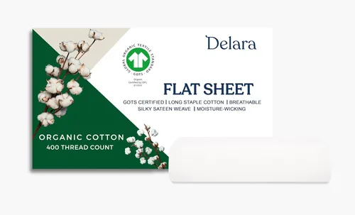 Miniatura 15 de GOTS Certified 100% Organic Cotton Flat Sheet, 400TC Long Staple Cotton, Ultra Soft, Silky, Moisture-Wicking, Smooth & Breathable, Best Sheets for