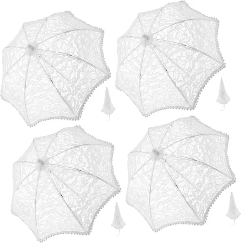 ERINGOGO 2pcs Lace Umbrella Travel Umbrellas Wedding Umbrellas for Rain Bulk Umbrellas Lace Sun Umbrella Mini Lace Umbrella Princess Umbrella Flower