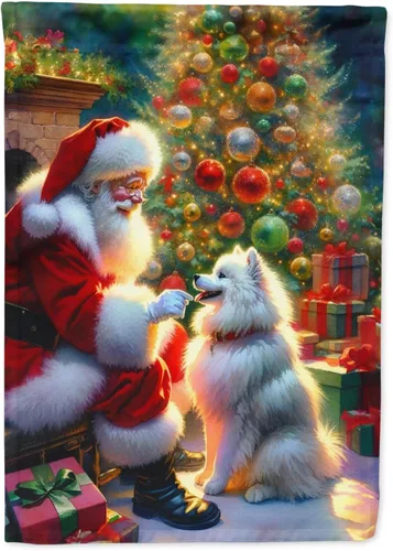 Miniatura 100 de Caroline's Treasures DAC4159CHF - Bandera de casa de Husky siberiano y Papá Noel para porche, grande, para colgar en la pared, poliéster