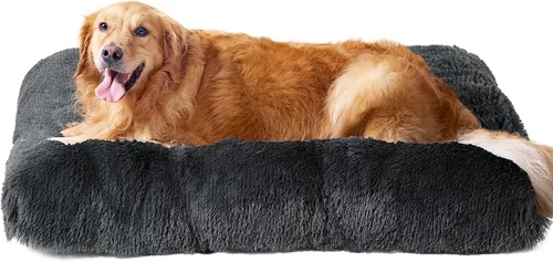 Miniatura 66 de EHEYCIGA Cama Esponjosa para Jaula de Perros Grandes, Almohadilla de Jaula de Piel Sintética Afelpada, Cama Calmante Anti-Ansiedad para Perros Negro