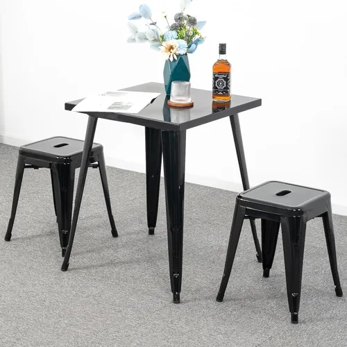 Miniatura 2 de Brage Living Juego de 2 taburetes industriales de metal de 18 pulgadas, taburetes cortos apilables para aula, sillas de comedor de metal sin espalda