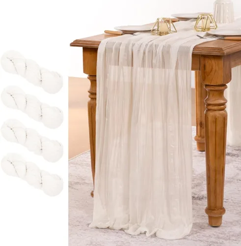 Miniatura 23 de MLMW Paquete de 6 Caminos de Mesa de Estopilla Azul Polvoriento para Revelación de Género Boho Gasa Rústica de Tela de Queso Camino de Mesa 160 Azul
