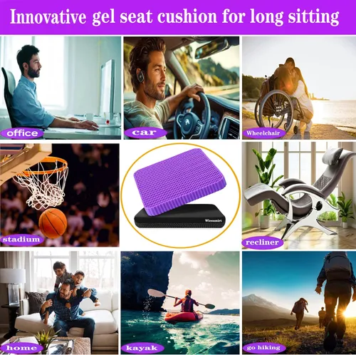 Miniatura 8 de Cojín de asiento de gel con líneas onduladas para sentarse durante mucho tiempo, cojín de asiento suave y refrescante para silla de oficina, silla