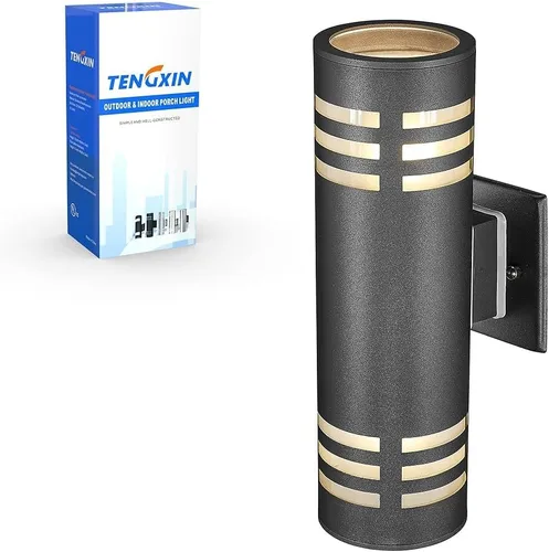 Miniatura 13 de TENGXIN Aplique de pared al aire libre del atardecer al amanecer, lámpara de pared con cilindro de acero inoxidable, luces exteriores para casa