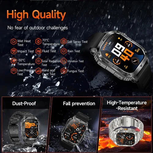 Miniatura 2 de Yihou Relojes inteligentes para hombres, relojes militares, monitor de salud con monitor de frecuencia cardíaca, rastreador de sueño, reloj silicona