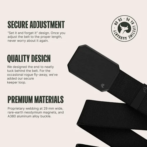 Miniatura 2 de Groove Life - Cinturón de nailon elástico para hombre con hebilla magnética de aluminio
