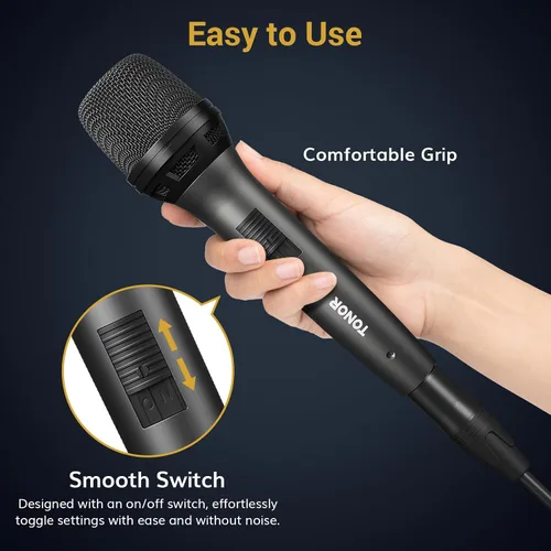 Miniatura 4 de TONOR Micrófono Vocal Profesional para Cantar, Micrófono de Karaoke Dinámico de Mano con Cable, Micrófono de Estudio Cardioide con Cable XLR de 4.5M