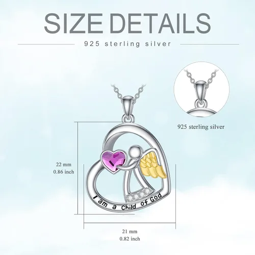 Miniatura 4 de AOBOCO Collar de plata de ley 925 con ángel guardián, joyería de cumpleaños para mujeres y ella