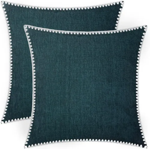 Miniatura 48 de BRAWARM Fundas de almohada 40x40 cm - Paquete de 2 fundas de almohada de chenilla negra, fundas de almohada de chenilla suave teñida sólida