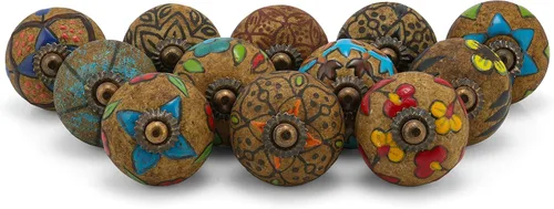 Miniatura 32 de Tiradores y pomos dorados para cajones, varios pomos de puerta antiguos para armarios de cocina, decoración bohemia de granja, juego de 6