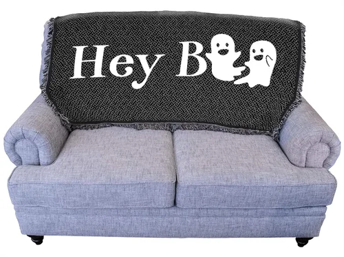 Miniatura 14 de Pure Country Weavers Manta negra con texto en inglés "I Just Here for The Boos" de fantasma, regalo de otoño, Halloween, para la parte posterior